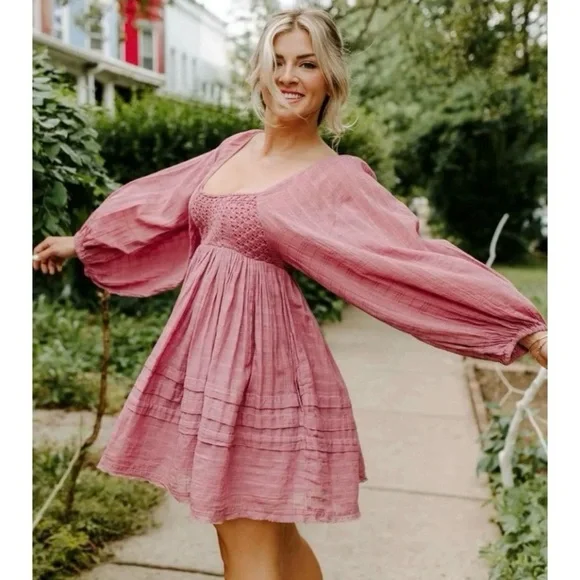Free People | Dresses | Free People Ari Boho Crochet Mini Dress In Dried  Currant Pink Cotton Sz S | Poshmark